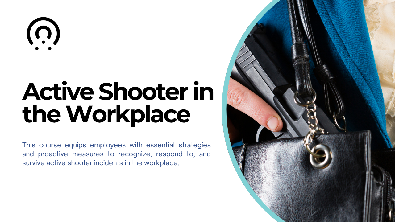 A person holding a firearm partially concealed in a bag, representing workplace safety training.