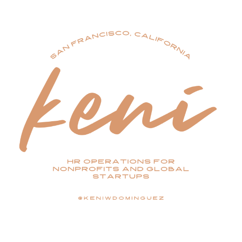 Logo design for Keni, HR operations for nonprofits and global startups, based in San Francisco, California, with handle @keniwdominguez.
