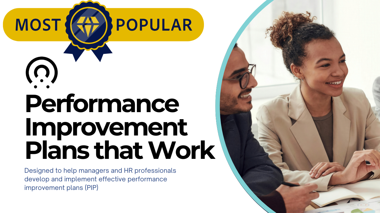 Graphic featuring the text 'Performance Improvement Plans that Work' with a badge indicating 'Most Popular'.